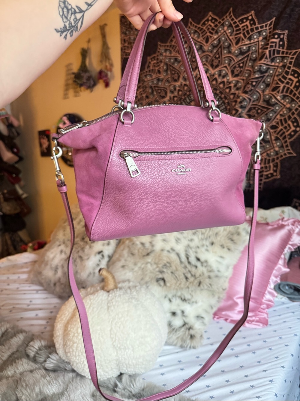 Coach pink leather prairie satchel handbag/crossbody